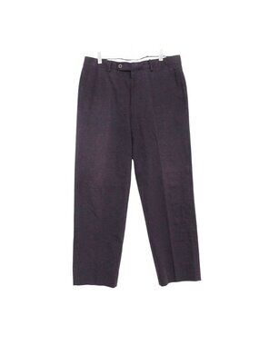 Hermes Pants Sellier Buttons Cotton Flat-front Trousers Purple